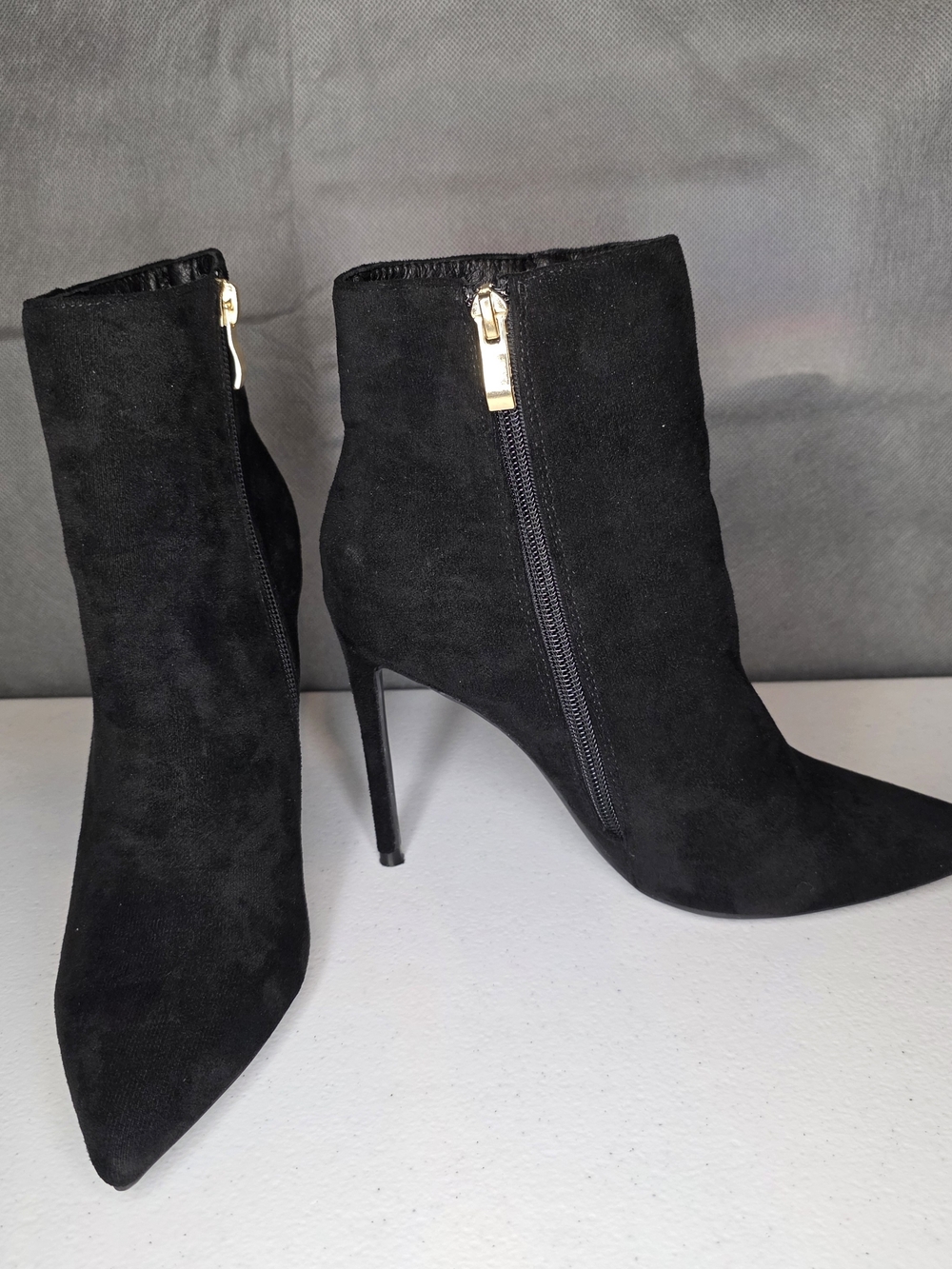 GenShuo Black Stiletto Ankle Booties Pointed Toe‎ Dress Boots Size 7